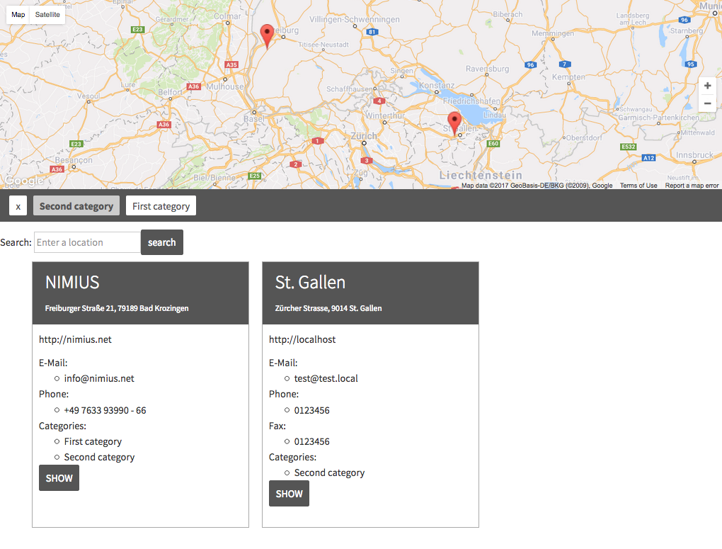Example of location_manager frontend