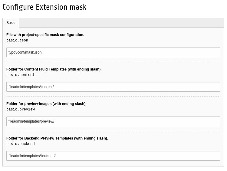 Extension Manager options