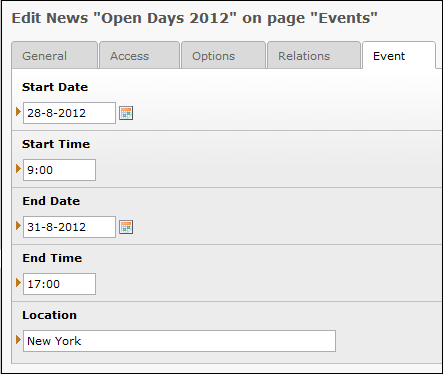 Mark a news record as event, and add event data